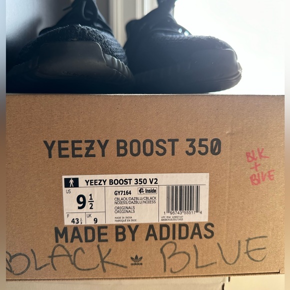 Yeezy boost 350 v2 black/dazblu - Picture 3 of 3